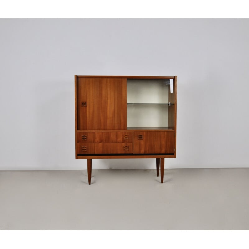 Vintage Dutch highboard with sliding door, 1960