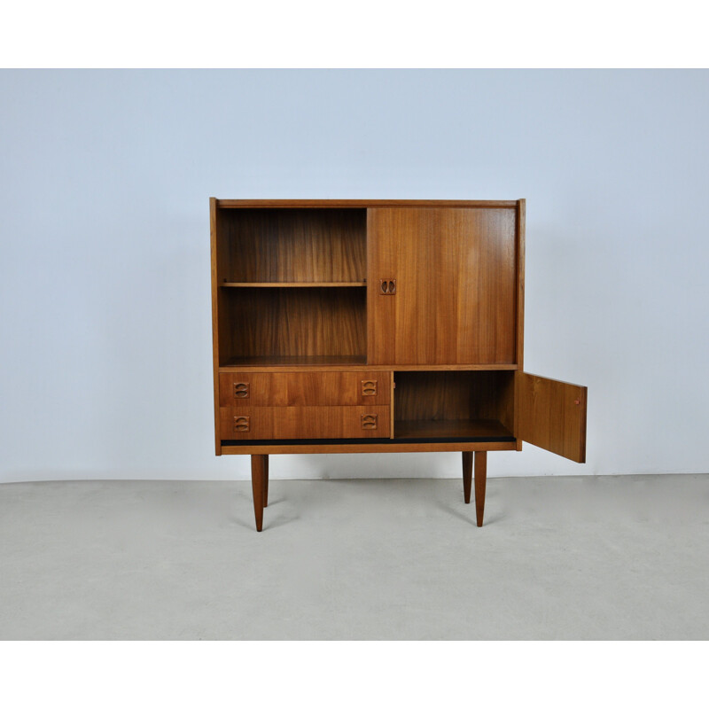 Vintage Dutch highboard with sliding door, 1960