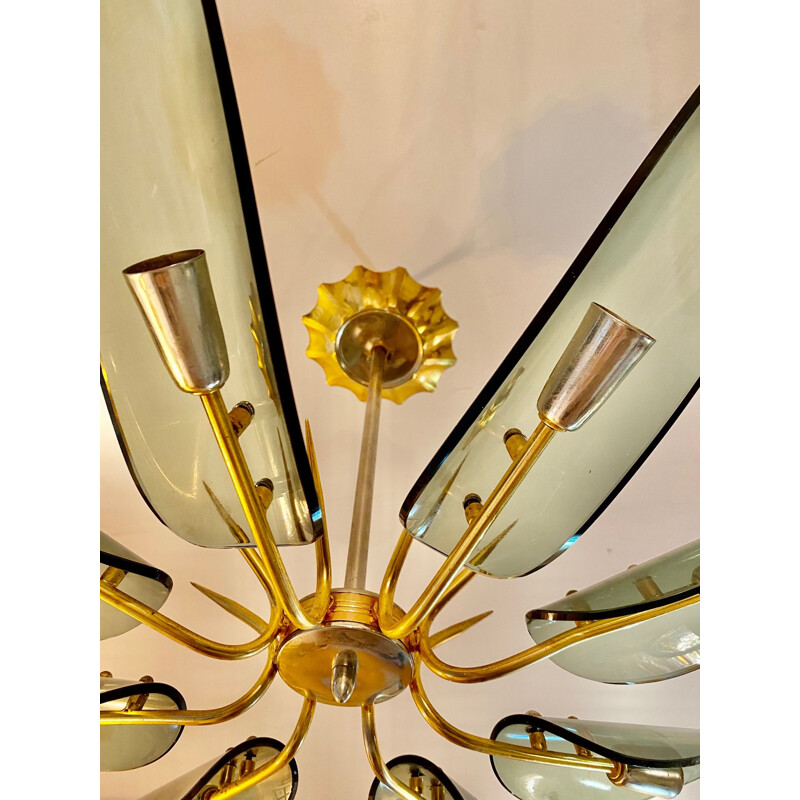 Vintage chandelier modele Dahlia by Fontana Arte, 1960s