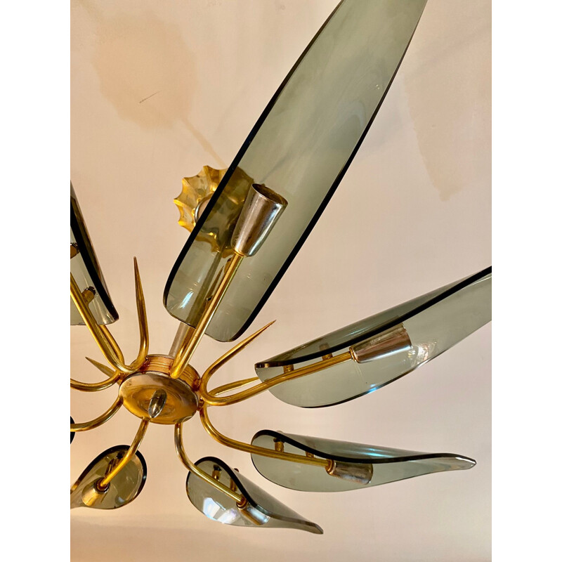 Vintage chandelier modele Dahlia by Fontana Arte, 1960s