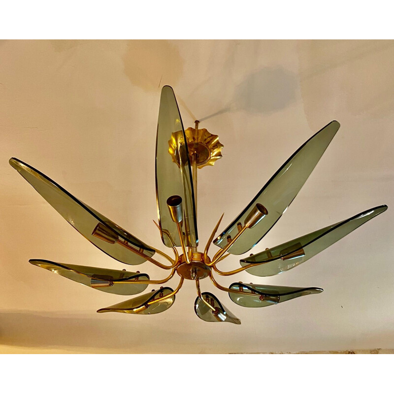 Vintage chandelier modele Dahlia by Fontana Arte, 1960s