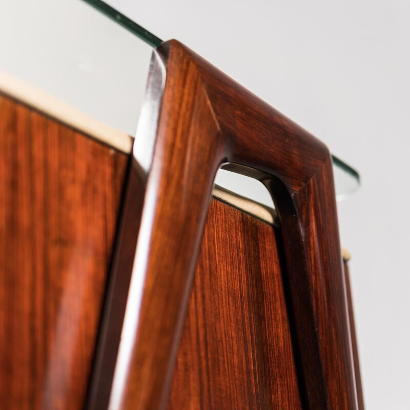 Vintage wood and beige leather desk by Vittorio Dassi, 1950s