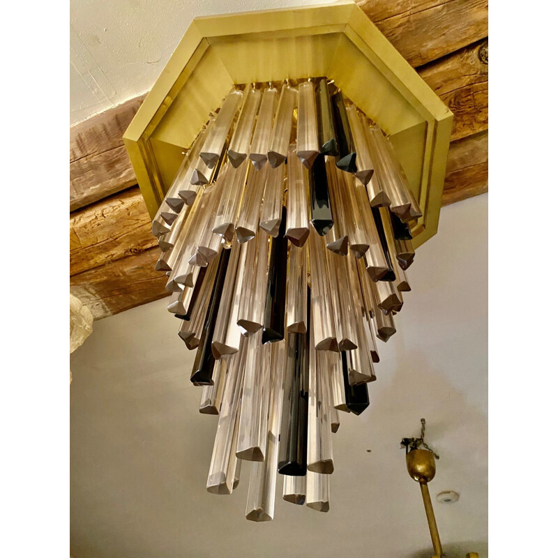 Vintage Venini glass bicolore ceiling lamp, 1970s