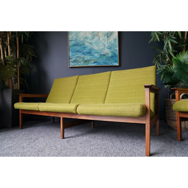 Mid century teak framed and fabric living room set by Guy Rogers, 1960s