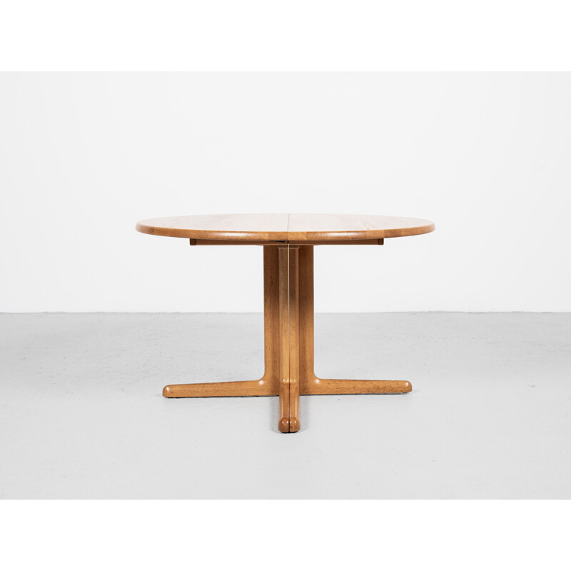 Mid century Danish round dining table in solid oakwood with 2 extensions, 1960s
