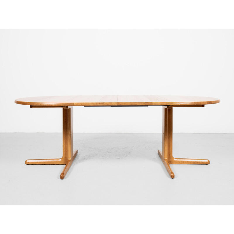 Mid century Danish round dining table in solid oakwood with 2 extensions, 1960s