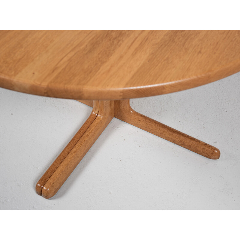 Mid century Danish round dining table in solid oakwood with 2 extensions, 1960s