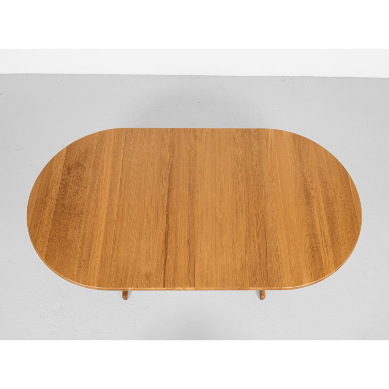 Mid century Danish round dining table in solid oakwood with 2 extensions, 1960s