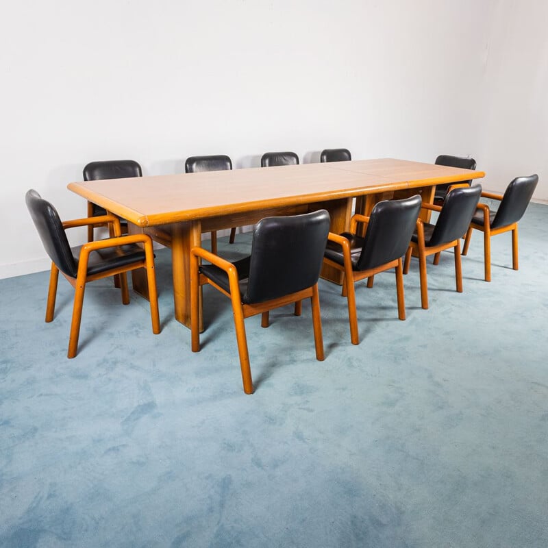 Vintage wooden meeting desk, 1970