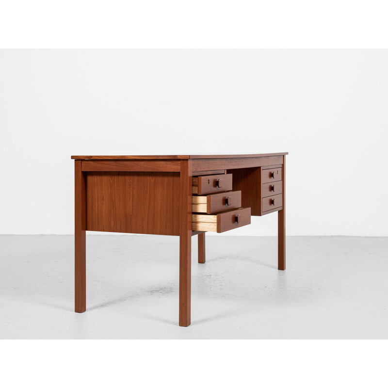 Scrivania compatta danese d'epoca in teak con 2x3 cassetti, 1960