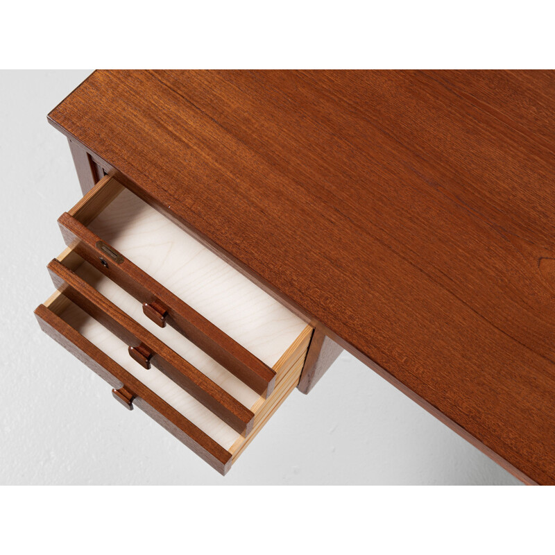 Scrivania compatta danese d'epoca in teak con 2x3 cassetti, 1960