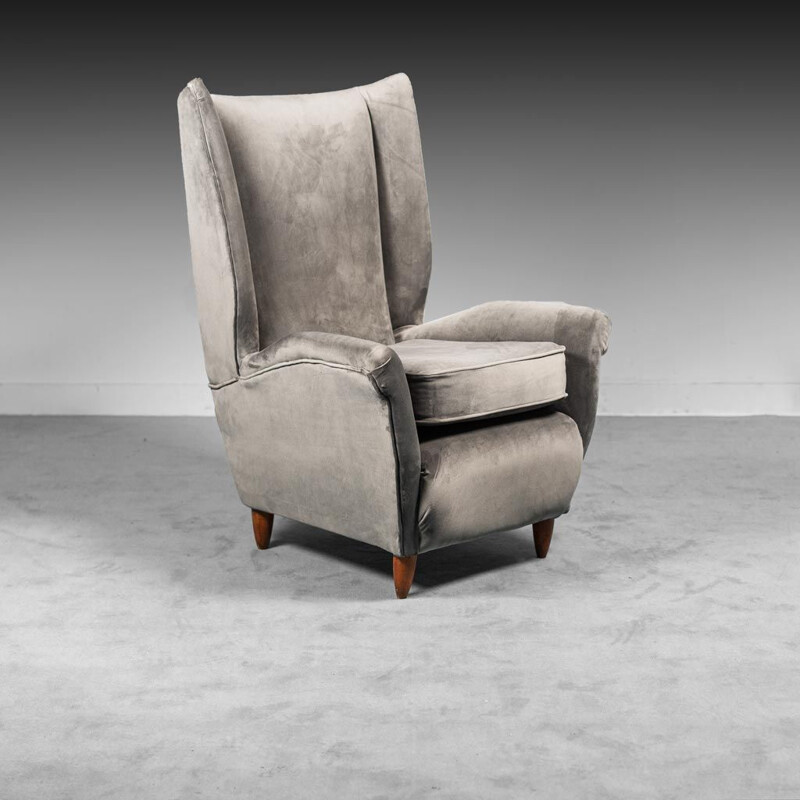 Vintage fluwelen fauteuil van Gio Ponti voor Isa Bergamo, 1950