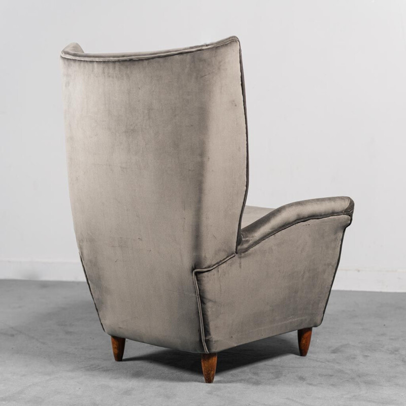 Vintage fluwelen fauteuil van Gio Ponti voor Isa Bergamo, 1950