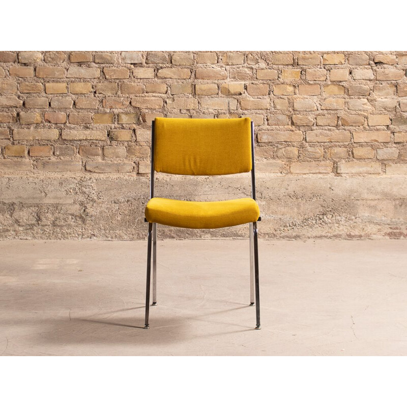 Vintage office chair with chrome steel frame and yellow fabric