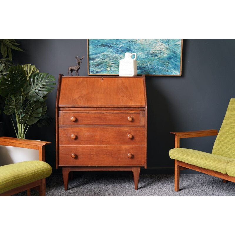 Mid century Danish teak Slope-front writing desk, 1960s