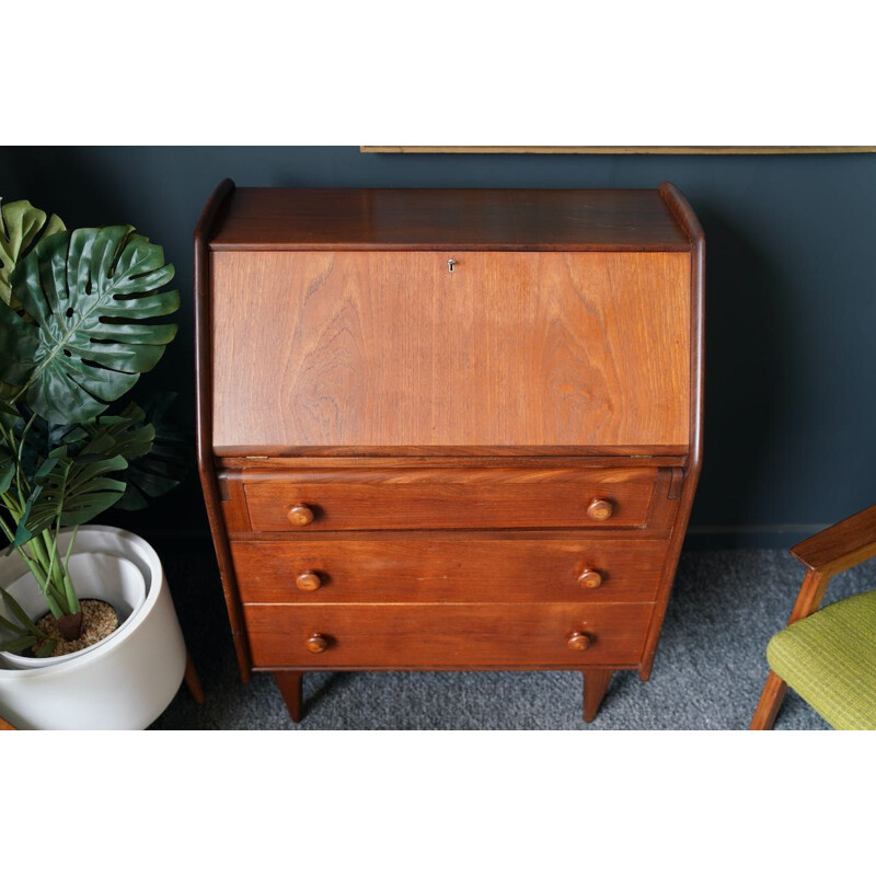 Mid century Danish teak Slope-front writing desk, 1960s