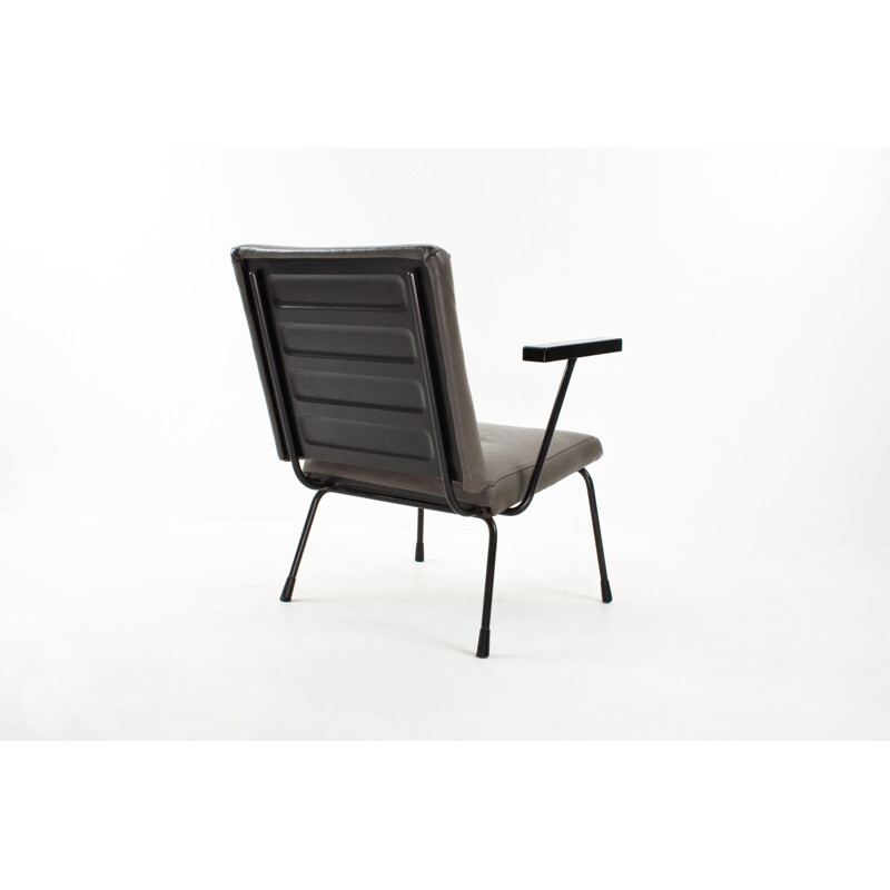 Dutch Gispen "1401" armchair in army green leatherette, Wim RIETVELD - 1950s