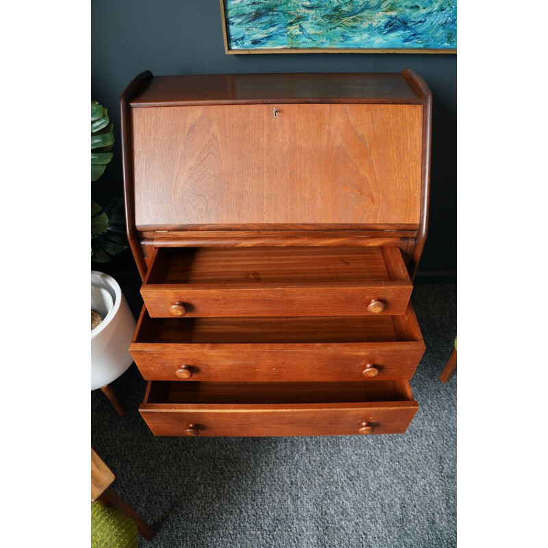 Mid century Danish teak Slope-front writing desk, 1960s