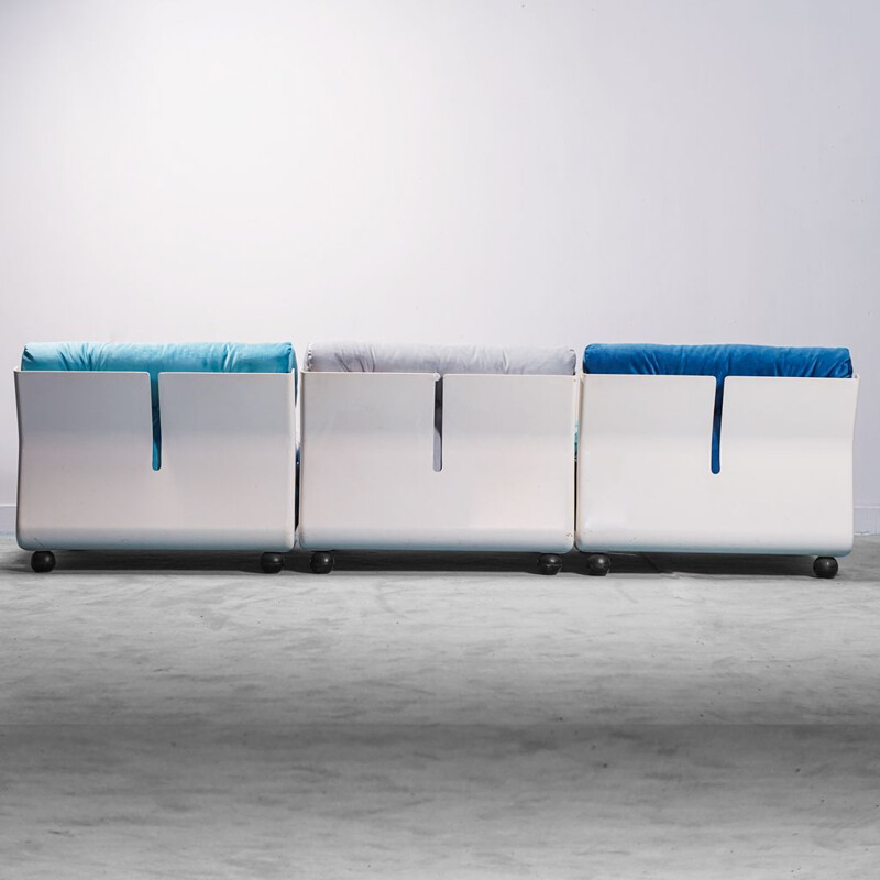 Ensemble de 3 fauteuils vintage Amanta en polyester par Mario Bellini et B et B, 1970