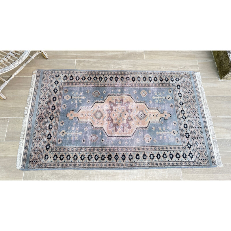 Vintage blue-gray Oriental rug, Pakistan