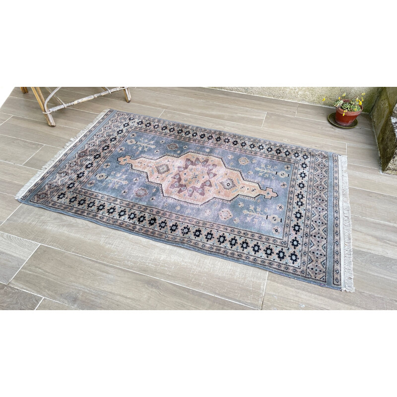 Vintage blue-gray Oriental rug, Pakistan