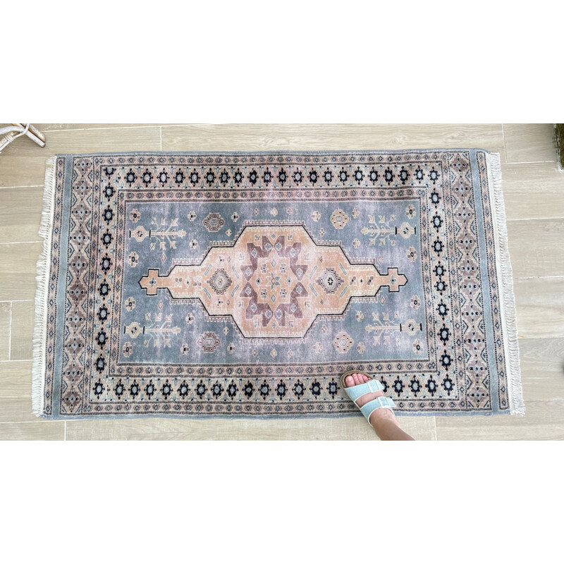 Vintage blue-gray Oriental rug, Pakistan