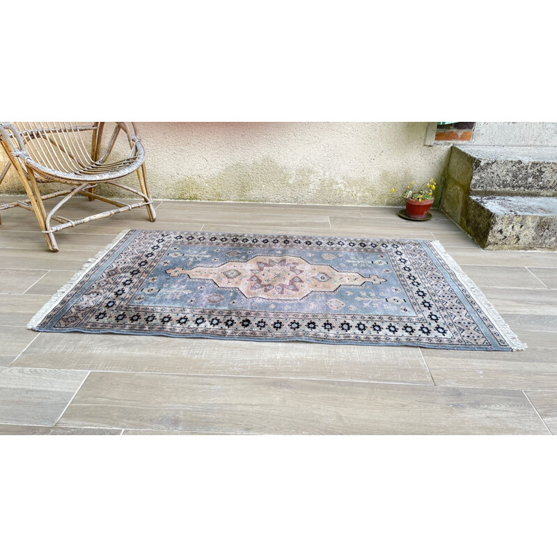 Vintage blue-gray Oriental rug, Pakistan