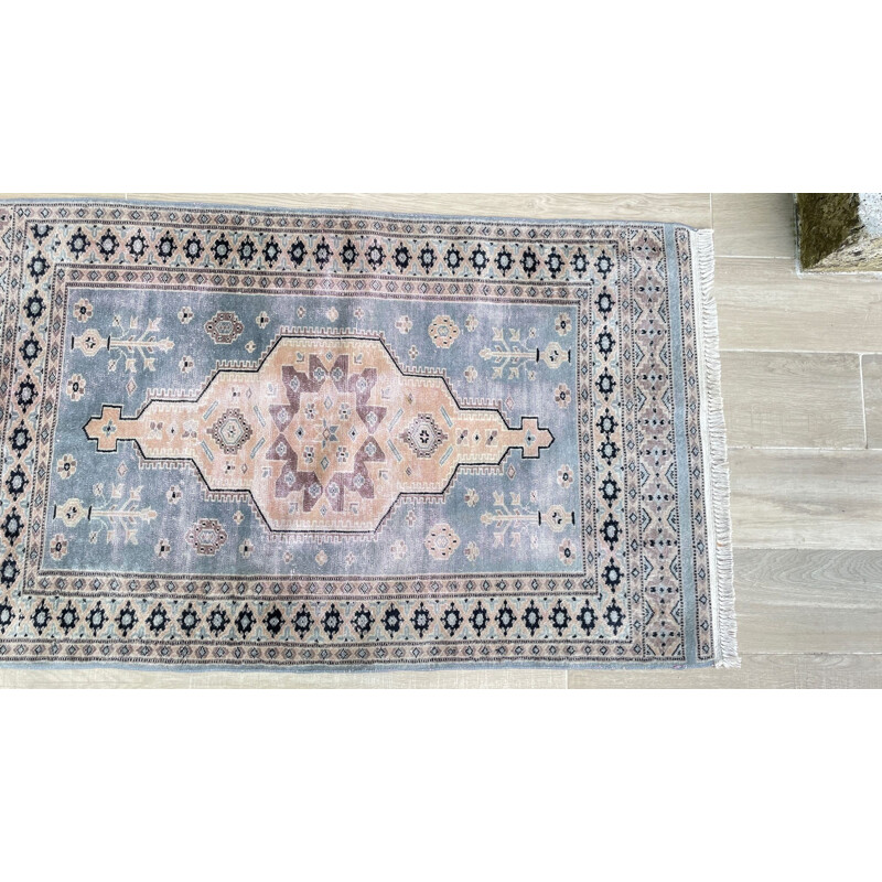 Vintage blue-gray Oriental rug, Pakistan