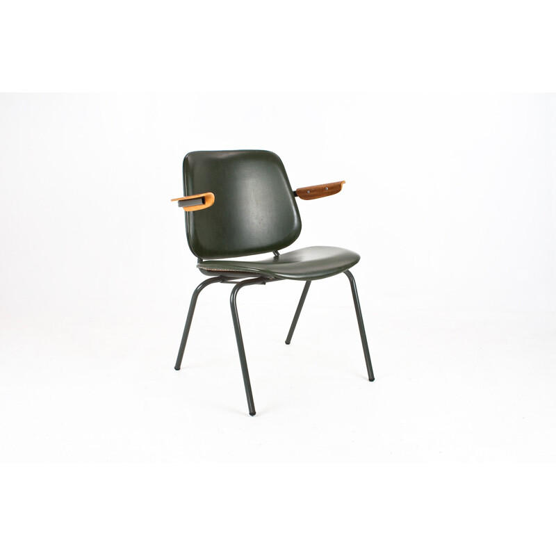 Dutch CAR Katwijk armchair in black leatherette, Kho LIANG IE - 1950s