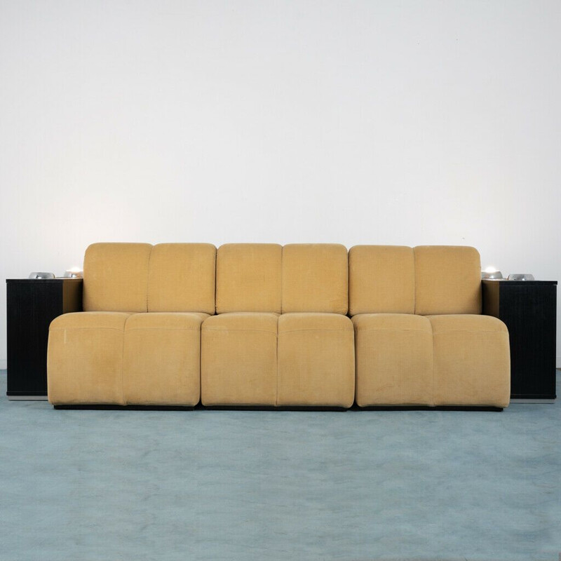 Vintage-Sofa aus dunkelbraunem Holz und Stoff, 1970