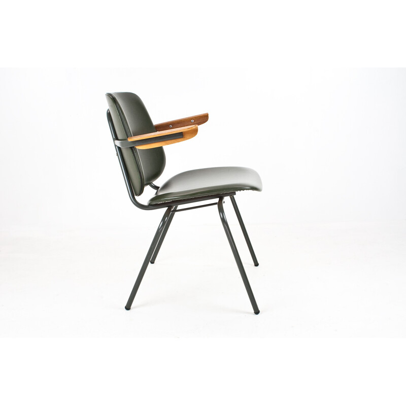 Dutch CAR Katwijk armchair in black leatherette, Kho LIANG IE - 1950s