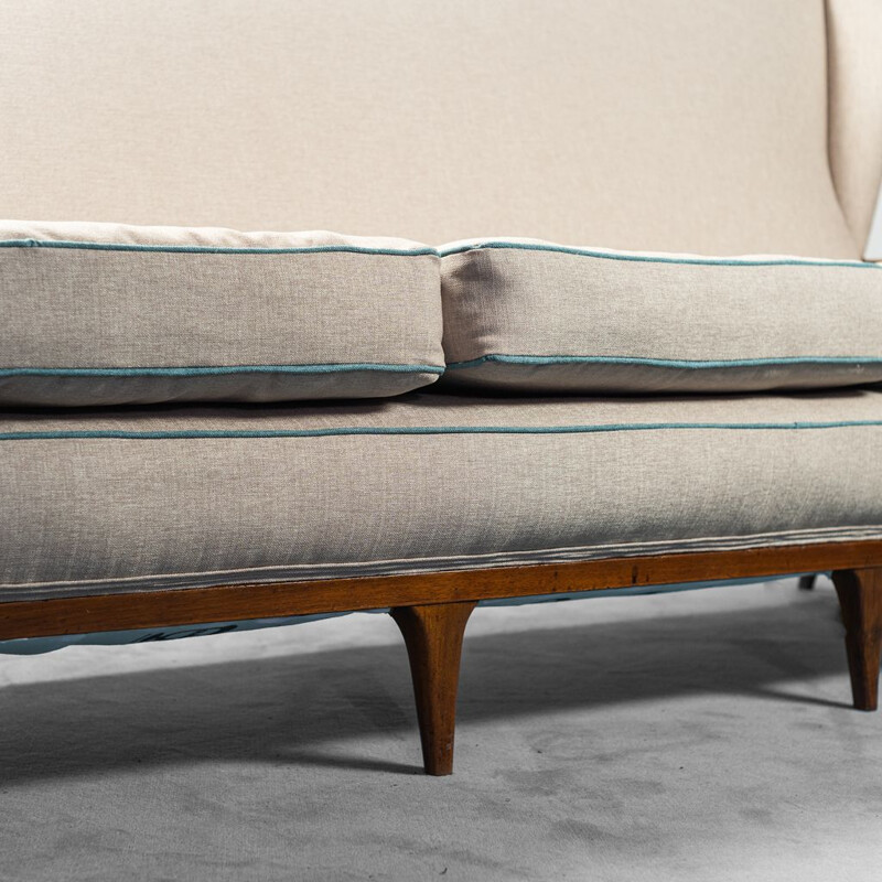 Vintage 3 seater wooden sofa by Paolo Buffa, 1950