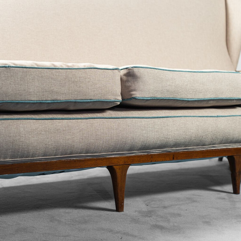 Vintage 3-Sitzer-Sofa aus Holz von Paolo Buffa, 1950