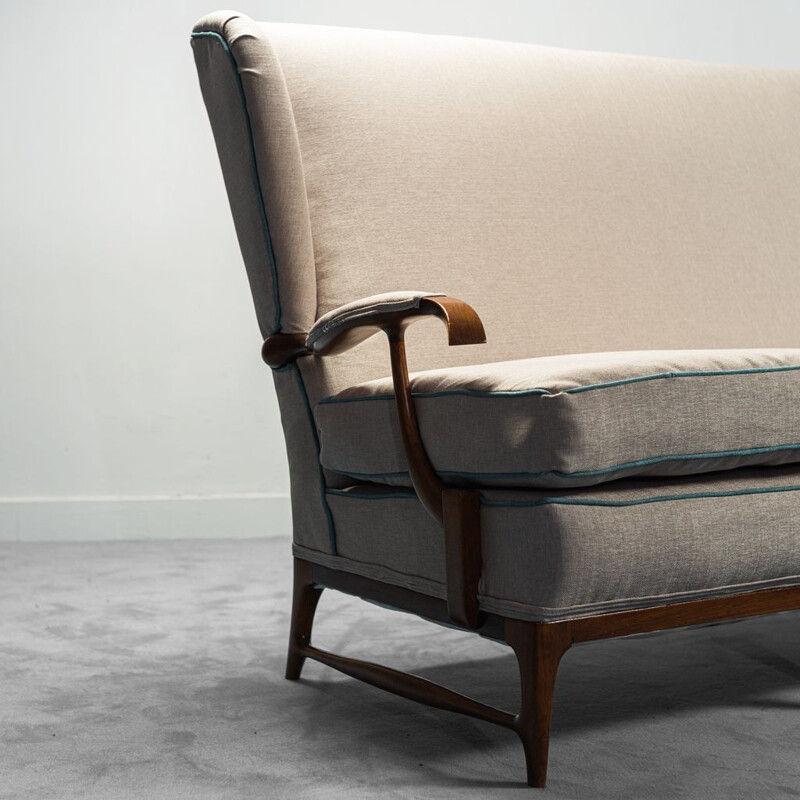 Vintage 3-Sitzer-Sofa aus Holz von Paolo Buffa, 1950