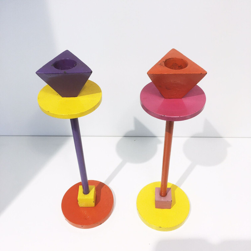 Set aus 4 Vintage-Kerzenhaltern "Konfetti" aus Metall von Anna Efverlund für Ikea, 1990