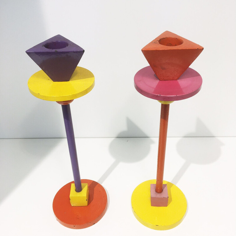 Set of 4 vintage "Konfetti" candleholders in metal by Anna Efverlund for Ikea, 1990