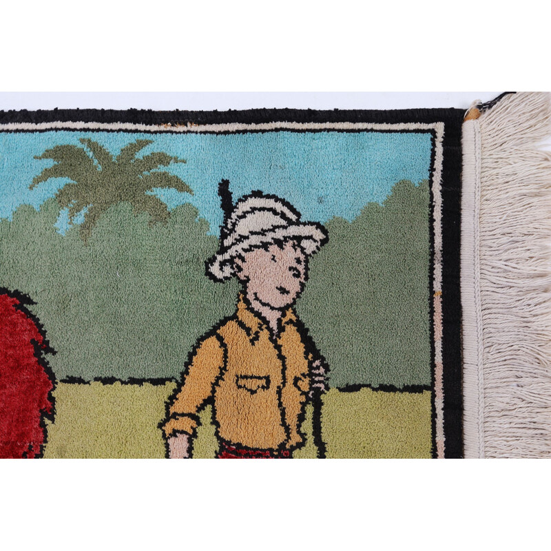Tapis vintage de Tintin en Afrique