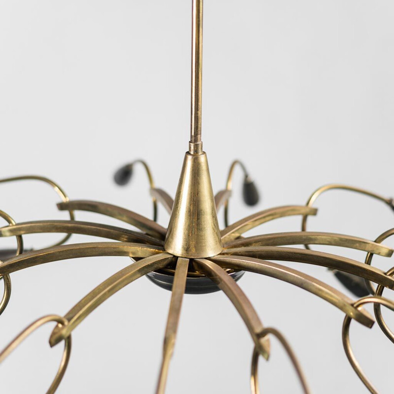 Vintage brass chandelier with 24 lights, 1950