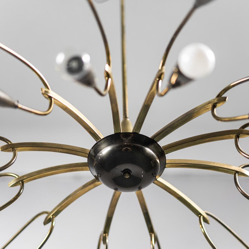 Vintage brass chandelier with 24 lights, 1950