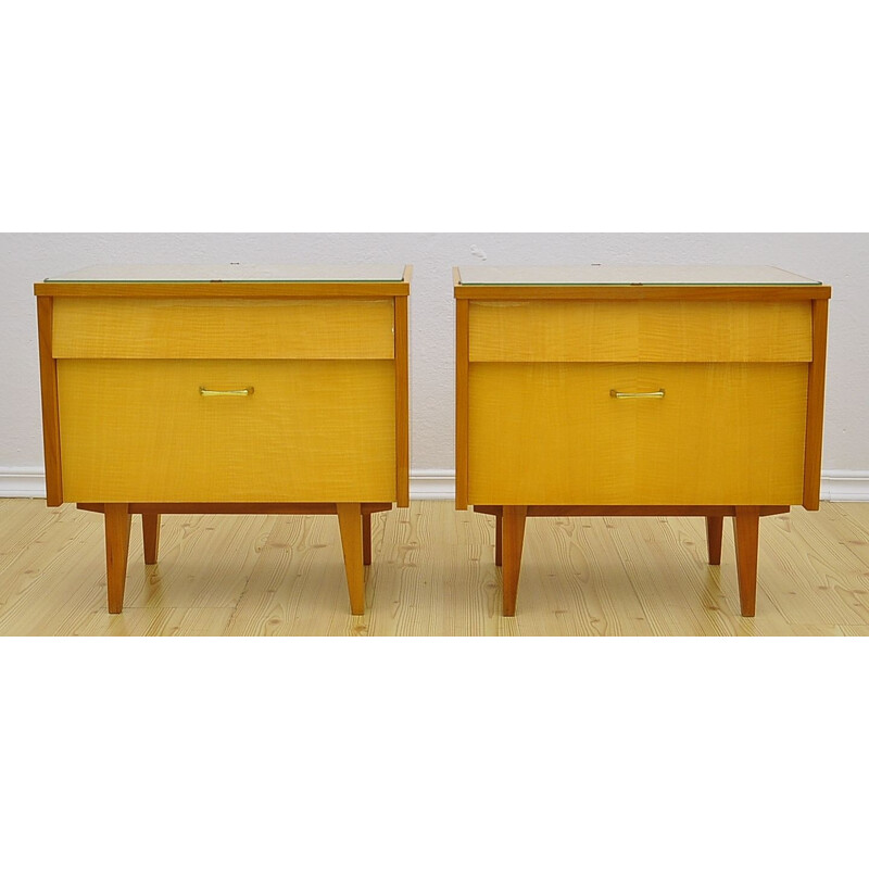 Pair of vintage wood night stands, 1950s