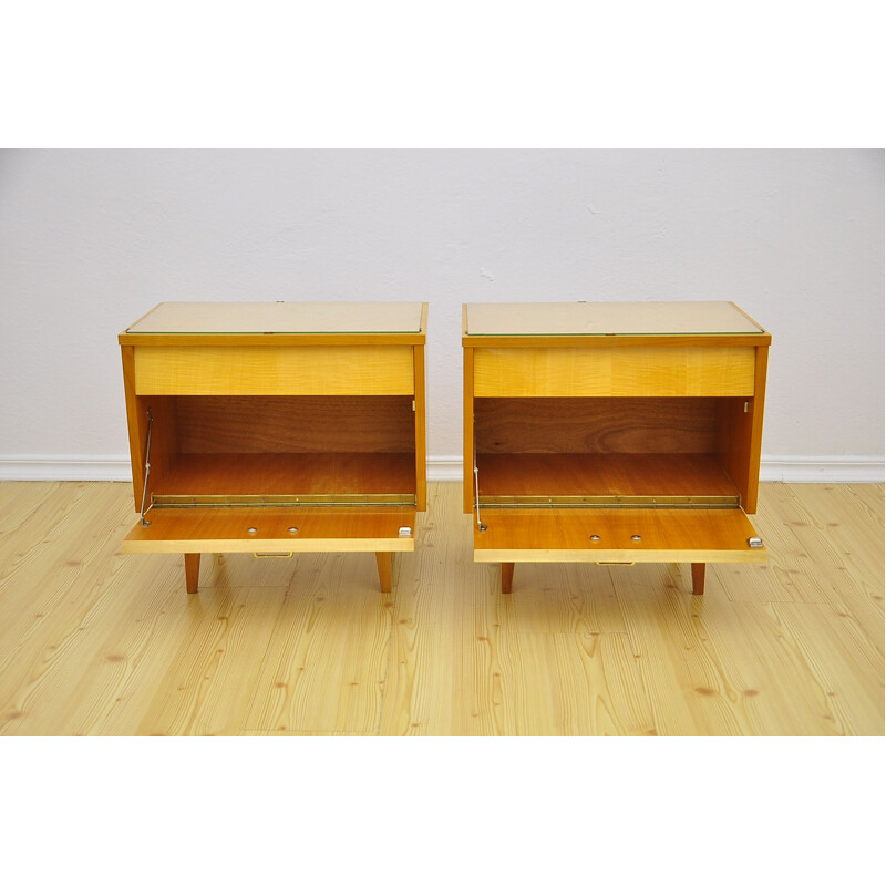 Pair of vintage wood night stands, 1950s