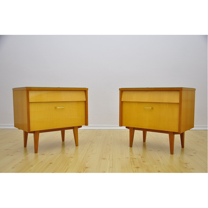 Pair of vintage wood night stands, 1950s