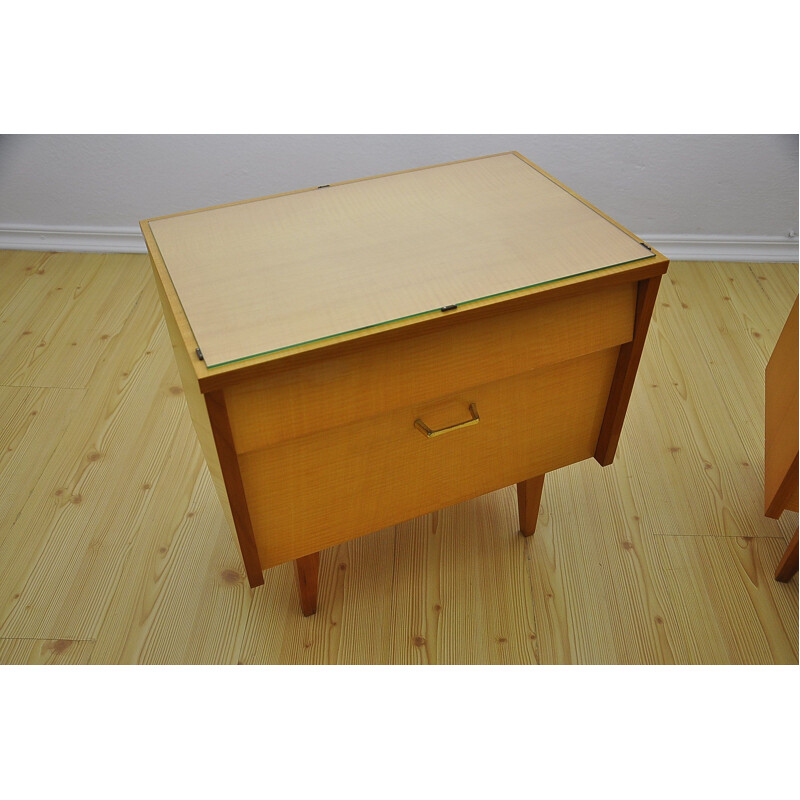 Pair of vintage wood night stands, 1950s