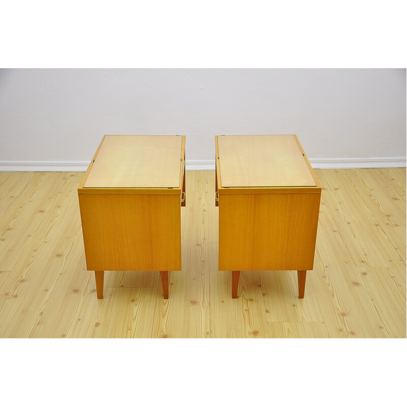 Pair of vintage wood night stands, 1950s