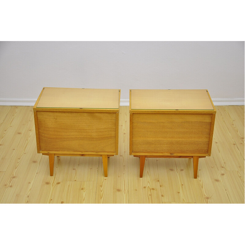 Pair of vintage wood night stands, 1950s