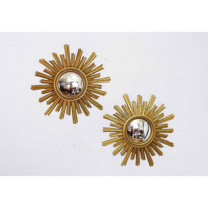 Pair of vintage resin sun mirrors, 1970-1980