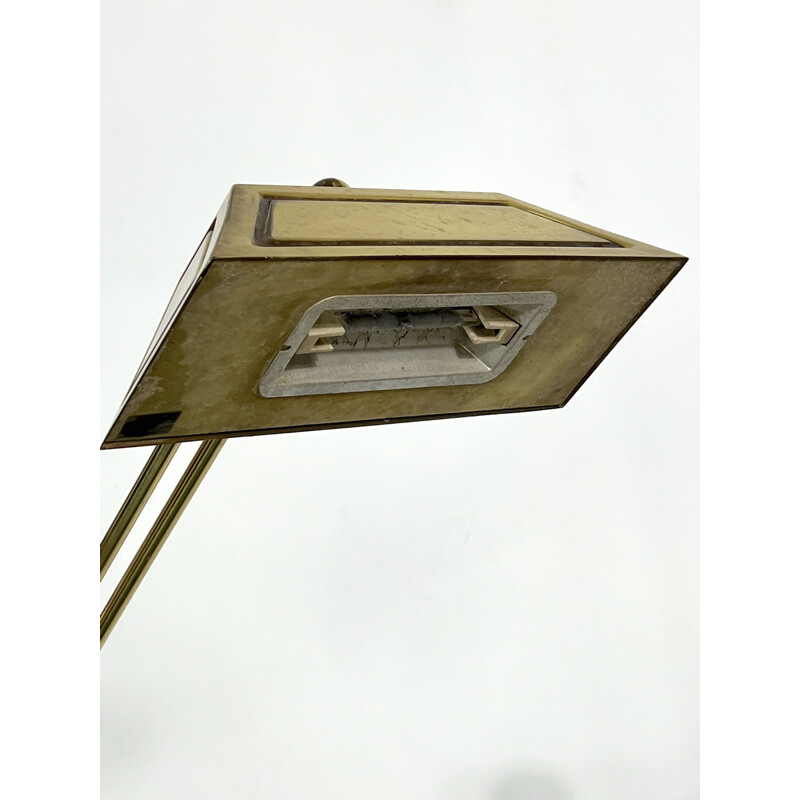 Verstelbare vintage vloerlamp in massief messing, Italië 1970