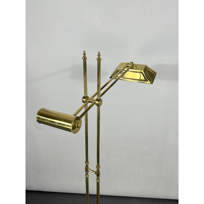 Adjustable vintage floor lamp in solid brass, Italy 1970