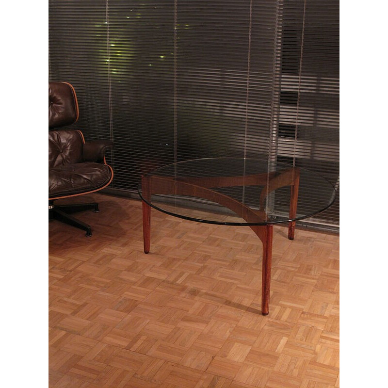 Christian Linneberg rosewood and glass coffee table, Sven ELLEKAER - 1960s