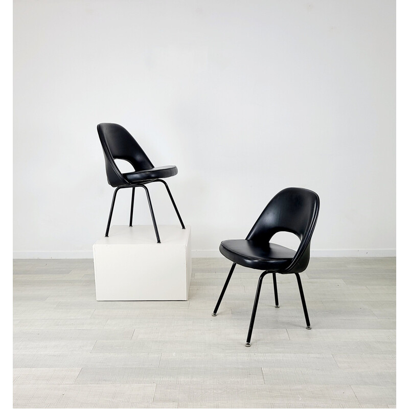 Vintage black skai conference chair by Eeros Saarinen for Knoll, 1960-1970